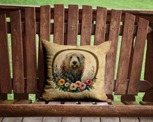 Load image into Gallery viewer, Komondor and Flowers Throw Pillow - 14x14 Decorative Pillow – Art for Your Home &amp; Patio