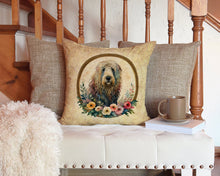 Load image into Gallery viewer, Komondor and Flowers Throw Pillow - 14x14 Decorative Pillow – Art for Your Home &amp; Patio