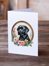 Load image into Gallery viewer, Black Labrador Retriever and Flowers Greeting Cards -  Blank Note Cards – 8-Pack of Artist-Designed Cards with Envelopes