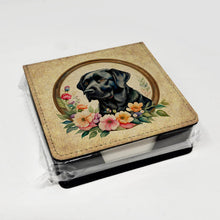 Load image into Gallery viewer, Black Labrador Retriever and Flowers PU Leather Note Paper Holder
