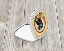 Load image into Gallery viewer, Black Labrador Retriever and Flowers Compact Mirror – Stylish Purse Mirror with Artistic Covers