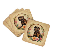 Load image into Gallery viewer, Chocolate Labrador Retriever and Flowers Coasters - Set of 4 Lightweight Foam, Absorbent Drink Coasters