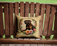 Load image into Gallery viewer, Chocolate Labrador Retriever and Flowers Throw Pillow - 14x14 Decorative Pillow – Art for Your Home &amp; Patio