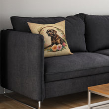 Load image into Gallery viewer, Chocolate Labrador Retriever and Flowers Throw Pillow - 14x14 Decorative Pillow – Art for Your Home &amp; Patio