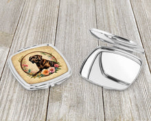 Load image into Gallery viewer, Chocolate Labrador Retriever and Flowers Compact Mirror – Stylish Purse Mirror with Artistic Covers