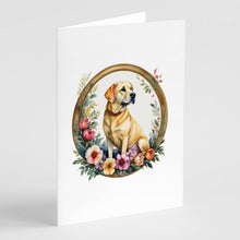 Load image into Gallery viewer, Yellow Labrador Retriever and Flowers Greeting Cards -  Blank Note Cards – 8-Pack of Artist-Designed Cards with Envelopes