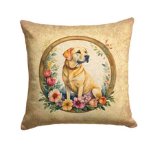 Load image into Gallery viewer, Yellow Labrador Retriever and Flowers Fabric Decorative Pillow
