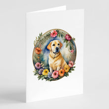 Load image into Gallery viewer, Yellow Labrador Retriever and Flowers Greeting Cards -  Blank Note Cards – 8-Pack of Artist-Designed Cards with Envelopes