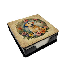 Load image into Gallery viewer, Yellow Labrador Retriever and Flowers PU Leather Note Paper Holder