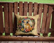 Load image into Gallery viewer, Yellow Labrador Retriever and Flowers Throw Pillow - 14x14 Decorative Pillow – Art for Your Home &amp; Patio