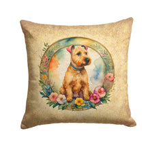 Load image into Gallery viewer, Lakeland Terrier and Flowers Throw Pillow - 14x14 Decorative Pillow – Art for Your Home &amp; Patio