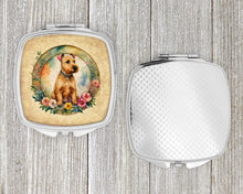 Load image into Gallery viewer, Lakeland Terrier and Flowers Compact Mirror – Stylish Purse Mirror with Artistic Covers