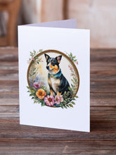 Load image into Gallery viewer, Lancashire Heeler and Flowers Greeting Cards -  Blank Note Cards – 8-Pack of Artist-Designed Cards with Envelopes