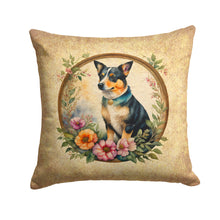 Load image into Gallery viewer, Lancashire Heeler and Flowers Throw Pillow - 14x14 Decorative Pillow – Art for Your Home &amp; Patio