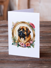 Load image into Gallery viewer, Leonberger and Flowers Greeting Cards -  Blank Note Cards – 8-Pack of Artist-Designed Cards with Envelopes