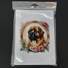 Load image into Gallery viewer, Leonberger and Flowers Greeting Cards -  Blank Note Cards – 8-Pack of Artist-Designed Cards with Envelopes