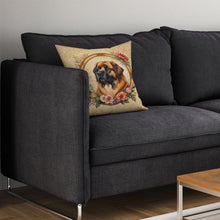Load image into Gallery viewer, Leonberger and Flowers Throw Pillow - 14x14 Decorative Pillow – Art for Your Home &amp; Patio