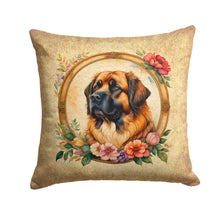 Load image into Gallery viewer, Leonberger and Flowers Throw Pillow - 14x14 Decorative Pillow – Art for Your Home &amp; Patio