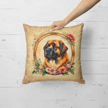 Load image into Gallery viewer, Leonberger and Flowers Fabric Decorative Pillow