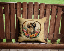 Load image into Gallery viewer, Lhasa Apso and Flowers Throw Pillow - 14x14 Decorative Pillow – Art for Your Home &amp; Patio