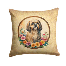Load image into Gallery viewer, Lhasa Apso and Flowers Throw Pillow - 14x14 Decorative Pillow – Art for Your Home &amp; Patio