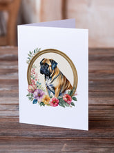 Load image into Gallery viewer, Mastiff and Flowers Greeting Cards -  Blank Note Cards – 8-Pack of Artist-Designed Cards with Envelopes