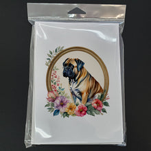 Load image into Gallery viewer, Mastiff and Flowers Greeting Cards -  Blank Note Cards – 8-Pack of Artist-Designed Cards with Envelopes