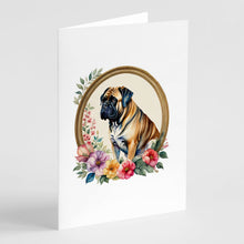 Load image into Gallery viewer, Mastiff and Flowers Greeting Cards -  Blank Note Cards – 8-Pack of Artist-Designed Cards with Envelopes