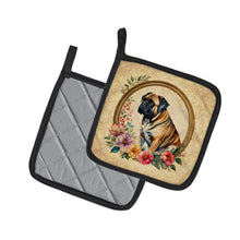 Load image into Gallery viewer, Mastiff and Flowers Pot Holders - Set of 2 Decorative Kitchen Helpers | Made in the USA