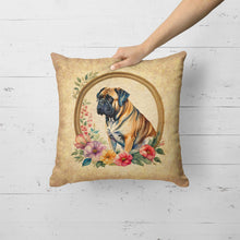 Load image into Gallery viewer, Mastiff and Flowers Fabric Decorative Pillow