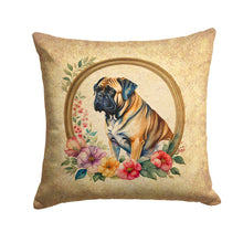 Load image into Gallery viewer, Mastiff and Flowers Fabric Decorative Pillow