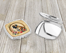Load image into Gallery viewer, Mastiff and Flowers Compact Mirror – Stylish Purse Mirror with Artistic Covers