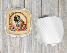 Load image into Gallery viewer, Mastiff and Flowers Compact Mirror – Stylish Purse Mirror with Artistic Covers