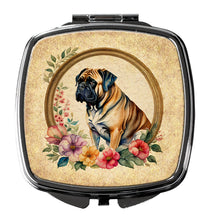 Load image into Gallery viewer, Mastiff and Flowers Compact Mirror – Stylish Purse Mirror with Artistic Covers