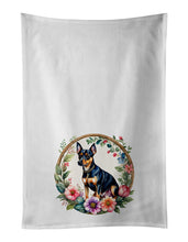 Load image into Gallery viewer, Miniature Pinscher and Flowers Kitchen Towel Set of 2