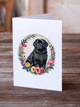 Load image into Gallery viewer, Newfoundland and Flowers Greeting Cards -  Blank Note Cards – 8-Pack of Artist-Designed Cards with Envelopes
