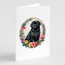 Load image into Gallery viewer, Newfoundland and Flowers Greeting Cards -  Blank Note Cards – 8-Pack of Artist-Designed Cards with Envelopes