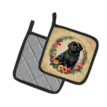 Load image into Gallery viewer, Newfoundland and Flowers Pot Holders - Set of 2 Decorative Kitchen Helpers | Made in the USA