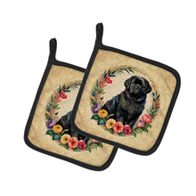 Load image into Gallery viewer, Newfoundland and Flowers Pot Holders - Set of 2 Decorative Kitchen Helpers | Made in the USA