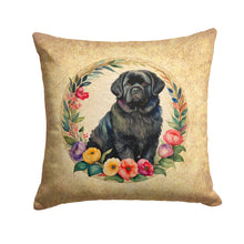 Load image into Gallery viewer, Newfoundland and Flowers Throw Pillow - 14x14 Decorative Pillow – Art for Your Home &amp; Patio