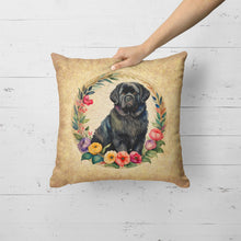 Load image into Gallery viewer, Newfoundland and Flowers Fabric Decorative Pillow