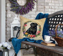 Load image into Gallery viewer, Newfoundland and Flowers Fabric Decorative Pillow