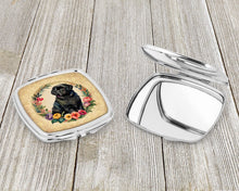Load image into Gallery viewer, Newfoundland and Flowers Compact Mirror – Stylish Purse Mirror with Artistic Covers