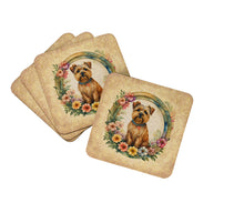 Load image into Gallery viewer, Norfolk Terrier and Flowers Coasters - Set of 4 Lightweight Foam, Absorbent Drink Coasters