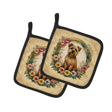 Load image into Gallery viewer, Norfolk Terrier and Flowers Pot Holders - Set of 2 Decorative Kitchen Helpers | Made in the USA