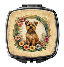 Load image into Gallery viewer, Norfolk Terrier and Flowers Compact Mirror – Stylish Purse Mirror with Artistic Covers