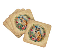 Load image into Gallery viewer, Norwegian Buhund and Flowers Coasters - Set of 4 Lightweight Foam, Absorbent Drink Coasters