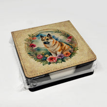 Load image into Gallery viewer, Norwegian Buhund and Flowers PU Leather Note Paper Holder
