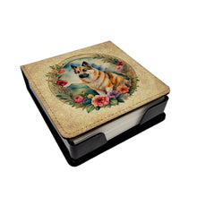 Load image into Gallery viewer, Norwegian Buhund and Flowers PU Leather Note Paper Holder