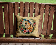 Load image into Gallery viewer, Norwegian Buhund and Flowers Throw Pillow - 14x14 Decorative Pillow – Art for Your Home &amp; Patio